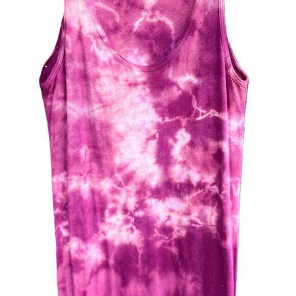 3/$25 🆕Handmade Magenta Tie-Dye Lace Hem Tunic | Cotton/Lycra | Boho Festival - Picture 6 of 6